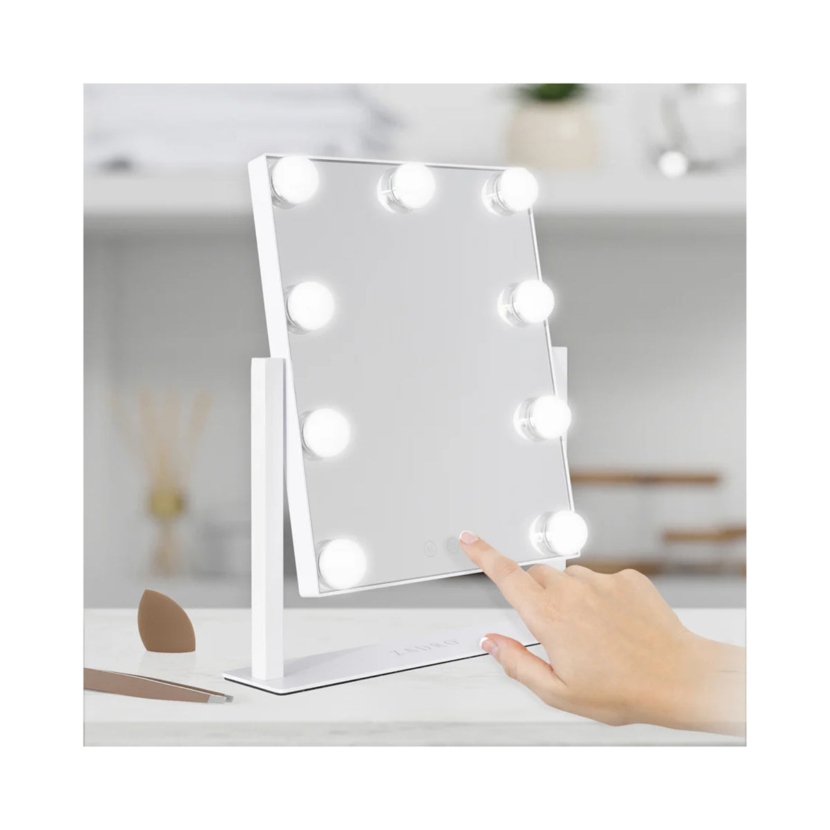 Zadro 9 Led Light Bulb Hollywood Vertical Makeup Mirror 12" x 14" / White