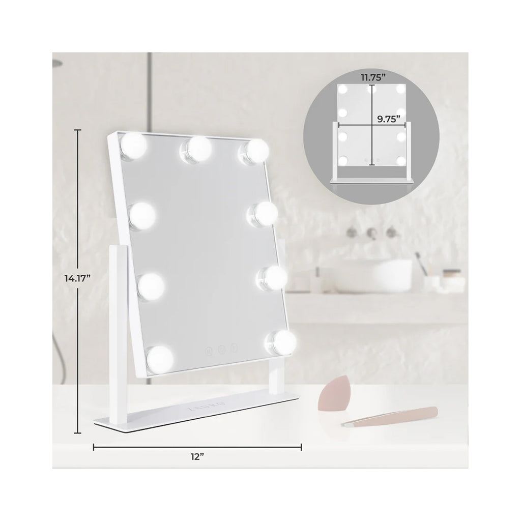 Zadro 9 Led Light Bulb Hollywood Vertical Makeup Mirror 12" x 14" / White