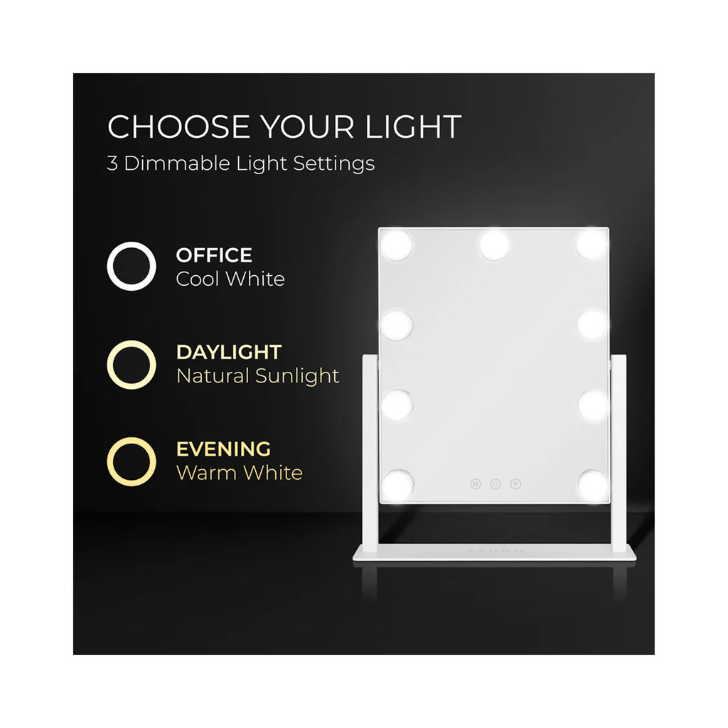 Zadro 9 Led Light Bulb Hollywood Vertical Makeup Mirror 12" x 14" / White