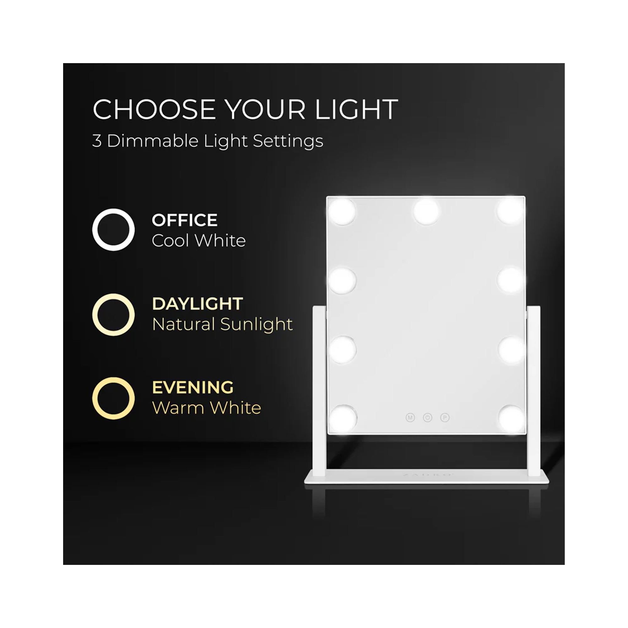Zadro 9 Led Light Bulb Hollywood Vertical Makeup Mirror 12" x 14" / White