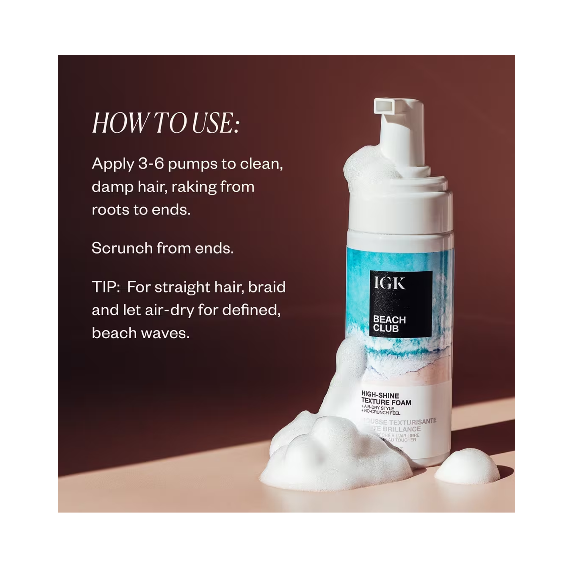 IGK Beach Club High-Shine Texture Foam 5OZ / 5OZ