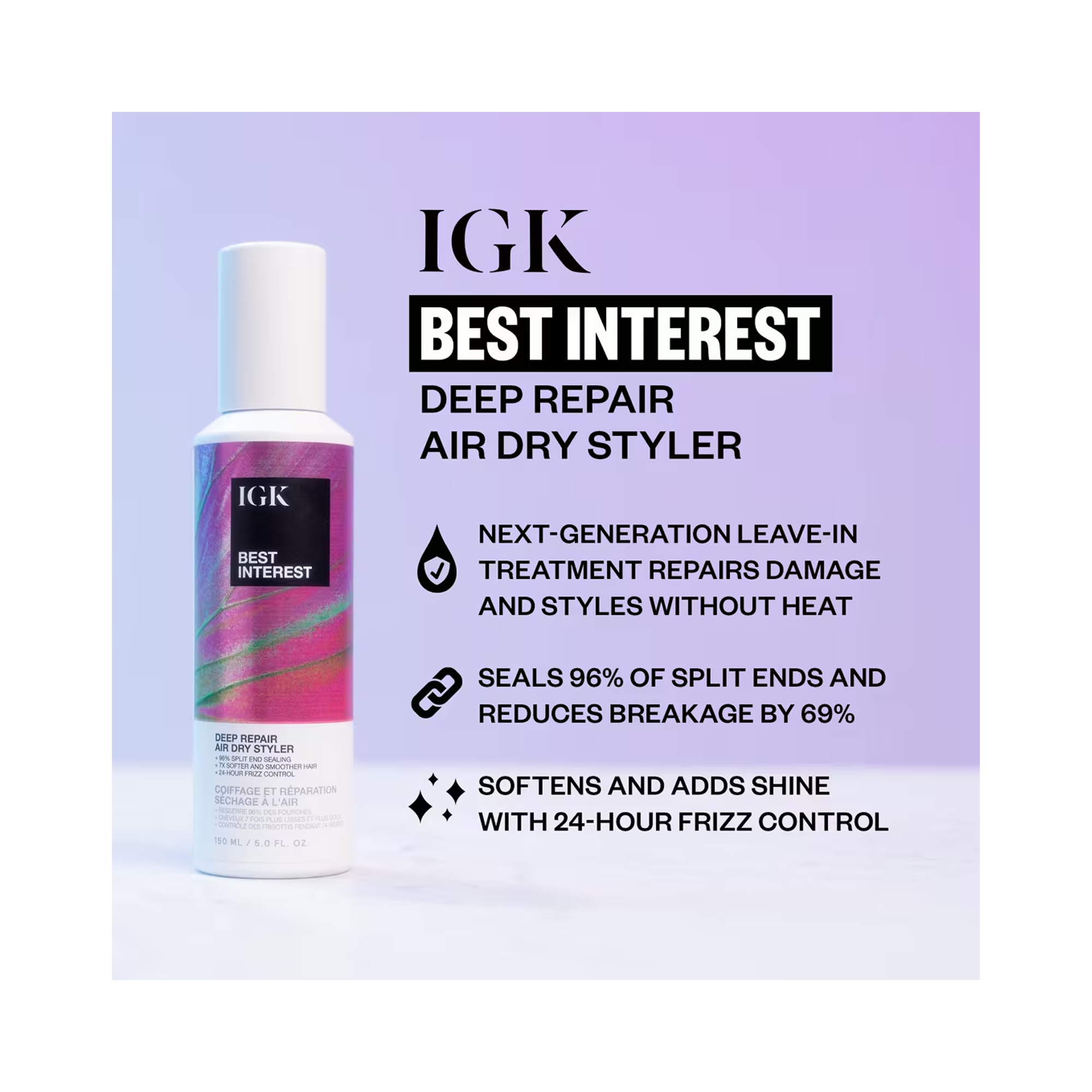 IGK Best Interest Deep Repair Air Dry Styler 5OZ / 5OZ