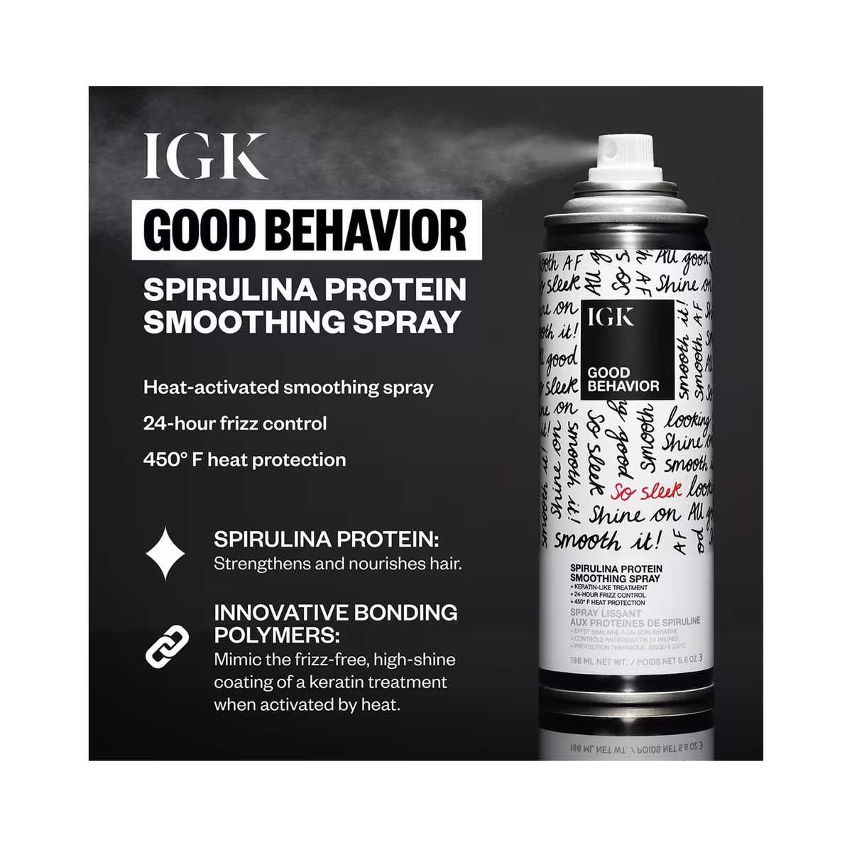 IGK Good Behavior Spirulina Protein Smoothing Spray 12OZ / 12OZ, image 30734910619798