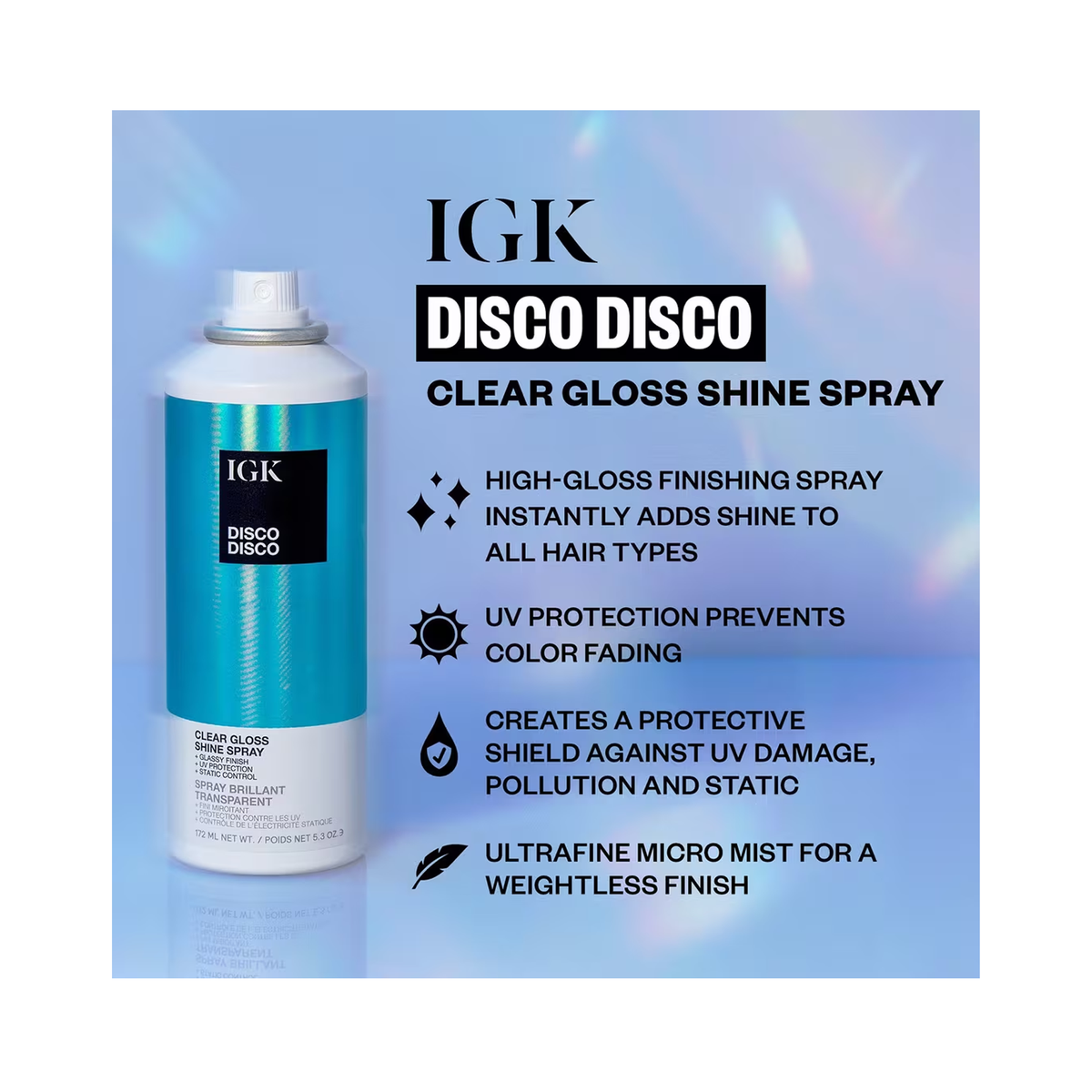 IGK Disco Disco Clear Gloss Shine Spray 5OZ / 5OZ, image 30735127806102