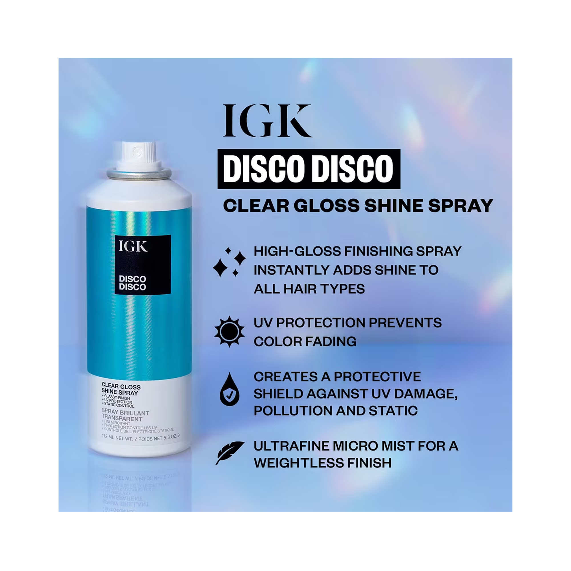 IGK Disco Disco Clear Gloss Shine Spray 5OZ / 5OZ