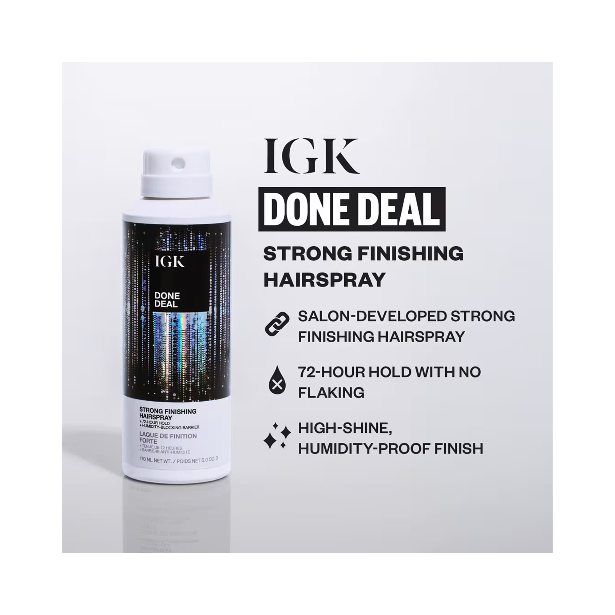 IGK Done Deal Strong Finishing Hairspray 5OZ / 5OZ