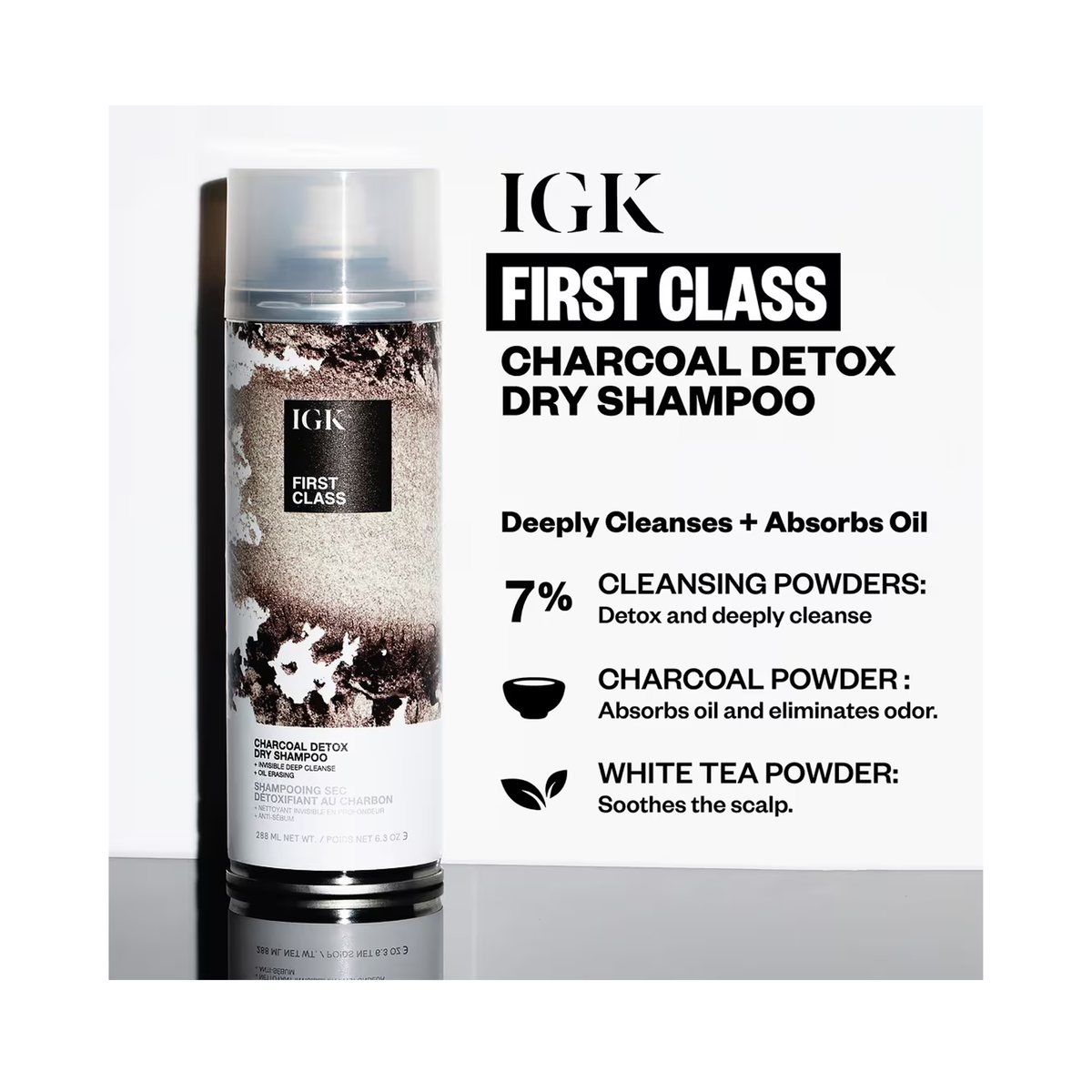 IGK First Class Charcoal Detox Dry Shampoo 6.3OZ / 6.3OZ, image 30738098684054