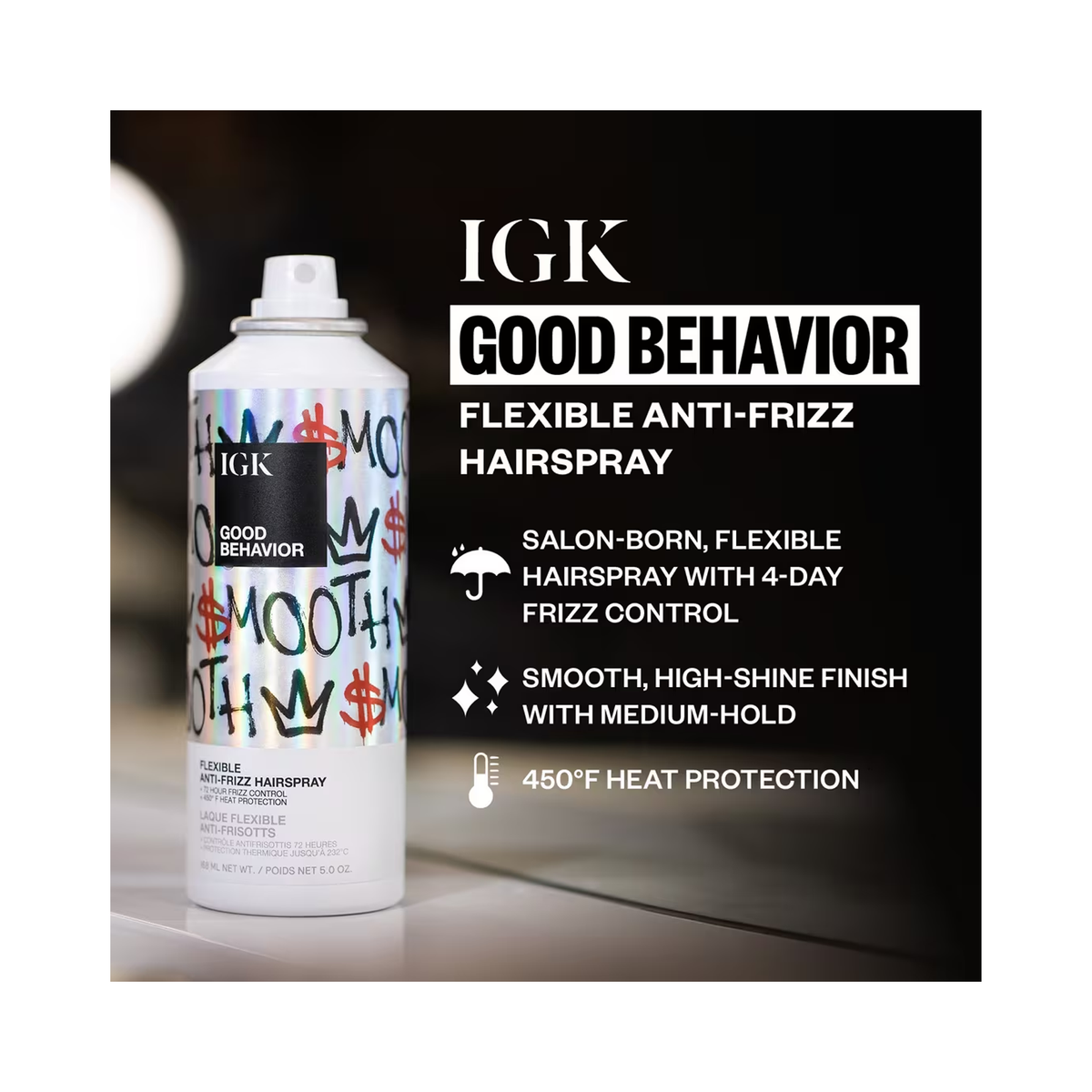 IGK Good Behavior Flexible Anti-Frizz Hairspray 5OZ / 5OZ, image 30731864735894