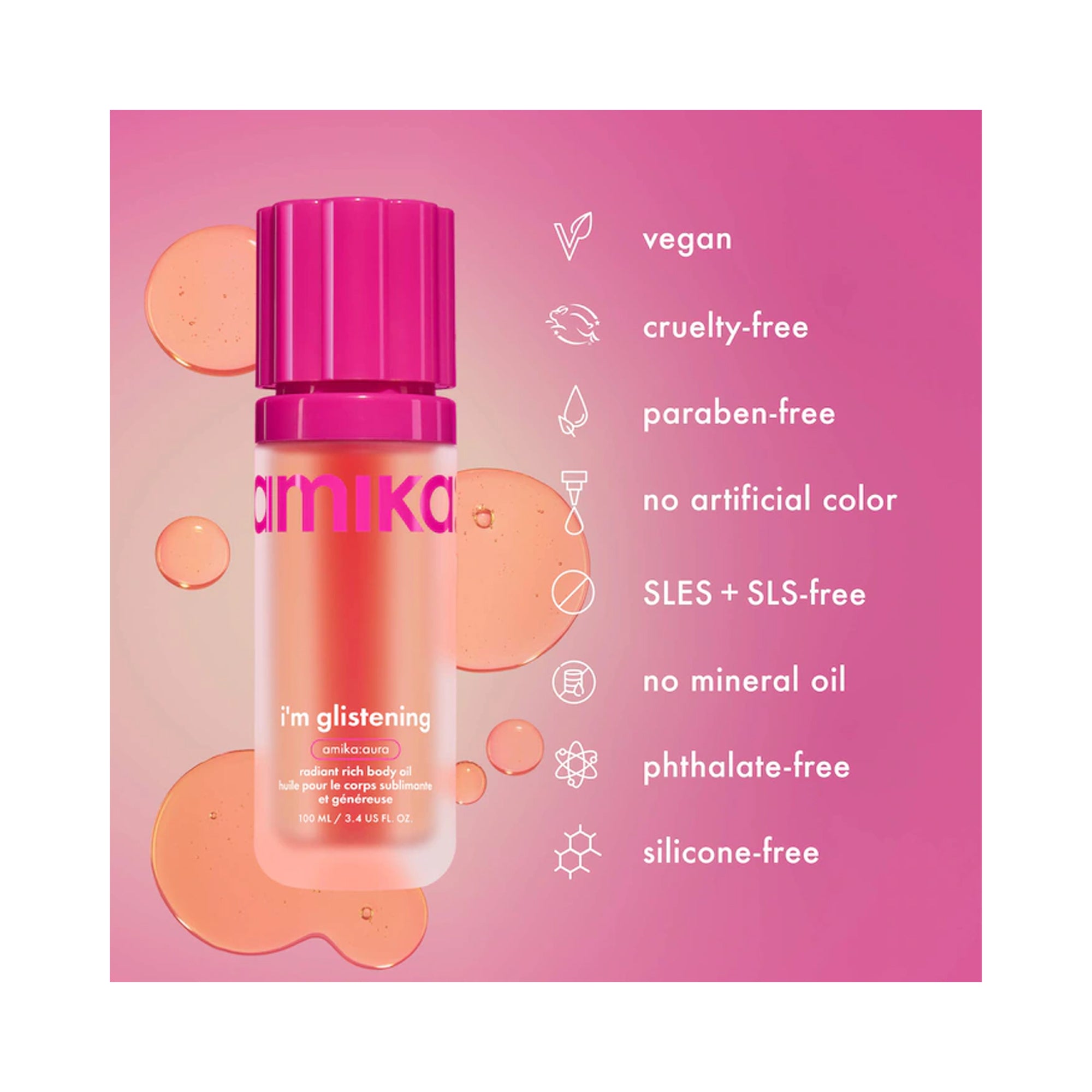 Amika Im Glistening Radiant Rich Body Oil / 3.4OZ