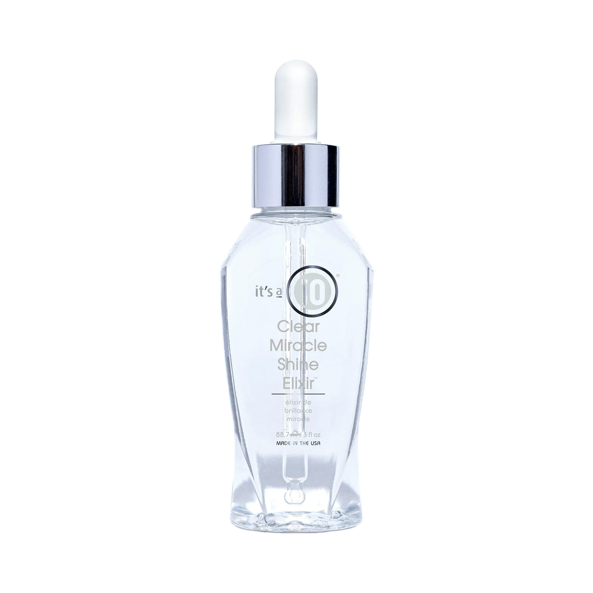 It's a 10 Clear Miracle Shine Elixir 3oz clear bottle with dropper