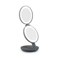 Zadro 4.75" Round Dual LED Lighted Travel Mirror 10X 1X / BLACK - LEDT01BSH