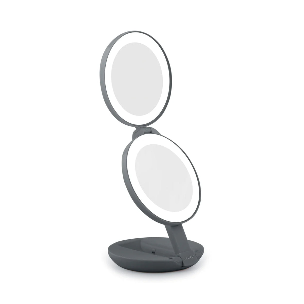 Zadro 4.75" Round Dual LED Lighted Travel Mirror 10X 1X / BLACK - LEDT01BSH