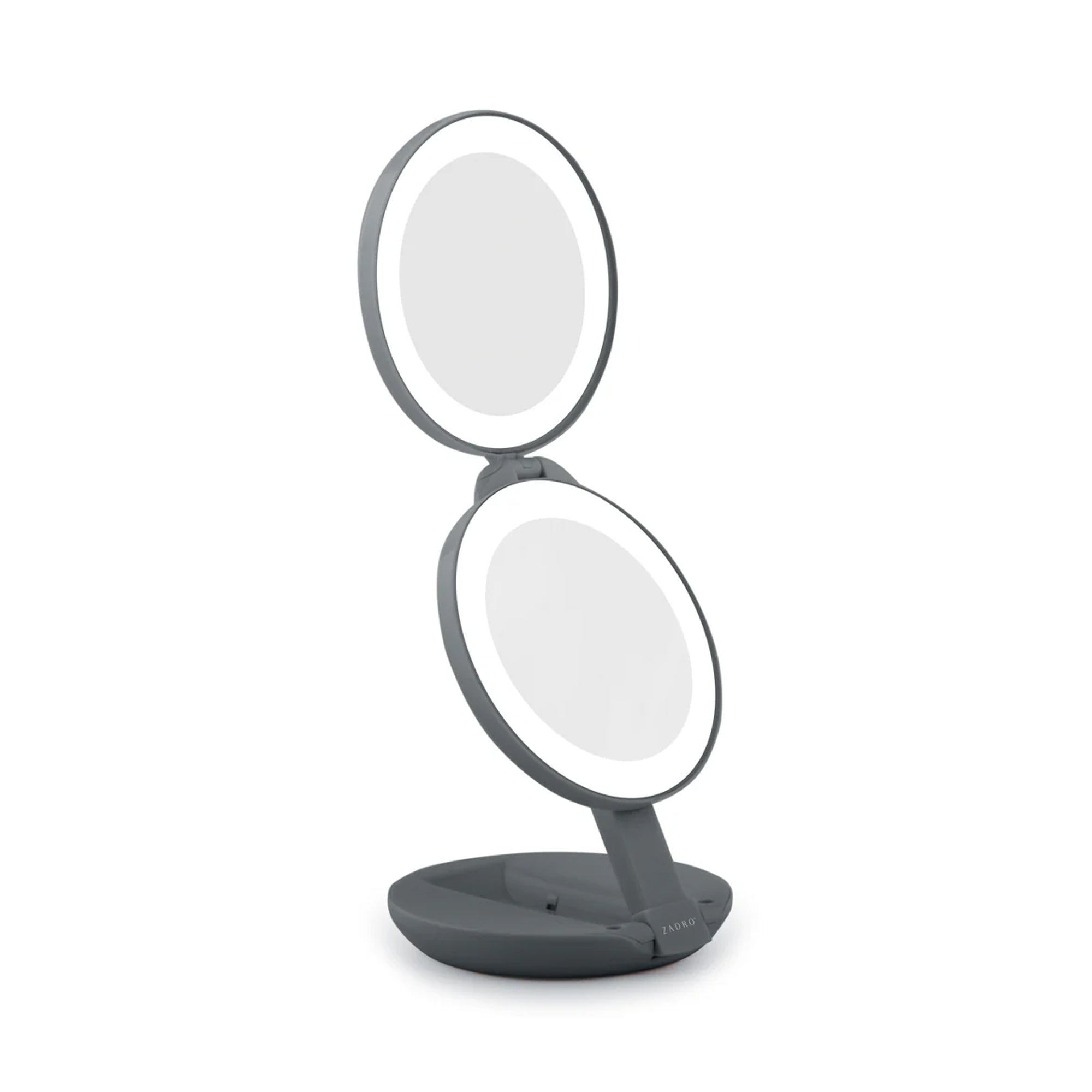 Zadro 4.75" Round Dual LED Lighted Travel Mirror 10X 1X / BLACK - LEDT01BSH / swatch