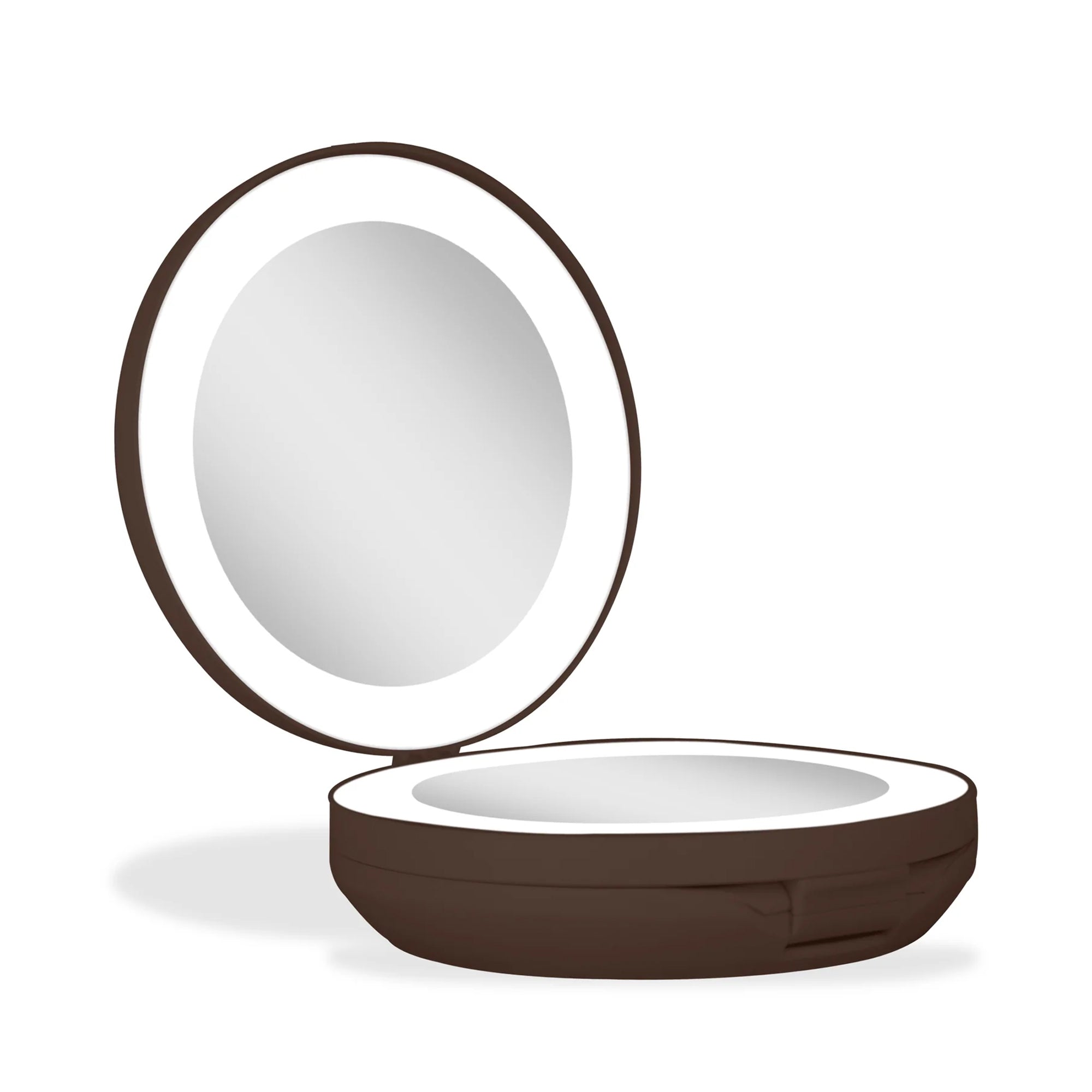 Zadro 4.75" Round Dual LED Lighted Travel Mirror 10X 1X / CHOCOLATE - LEDT01CHOC