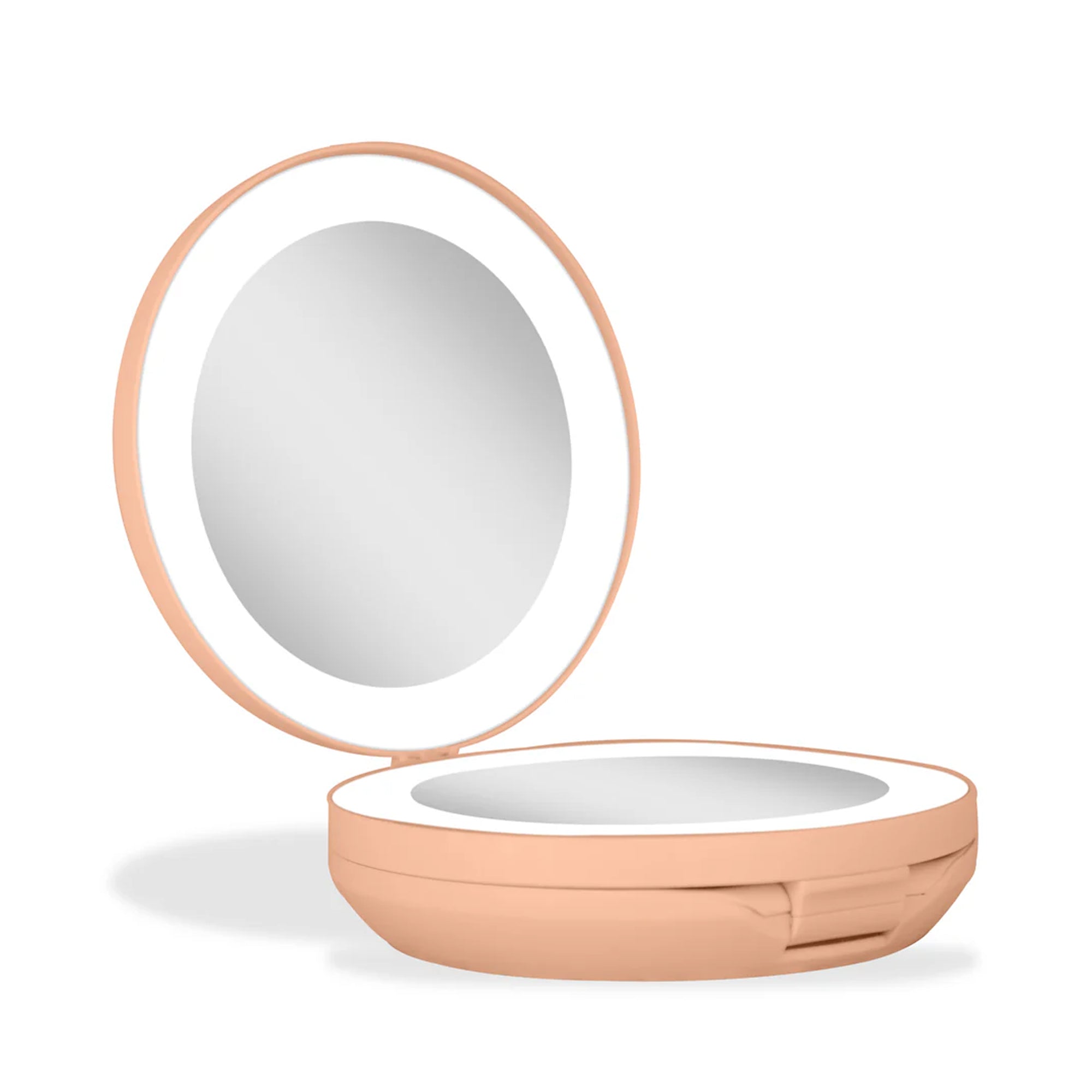 Zadro 4.75" Round Dual LED Lighted Travel Mirror 10X 1X / PEACH - LEDT01PCH