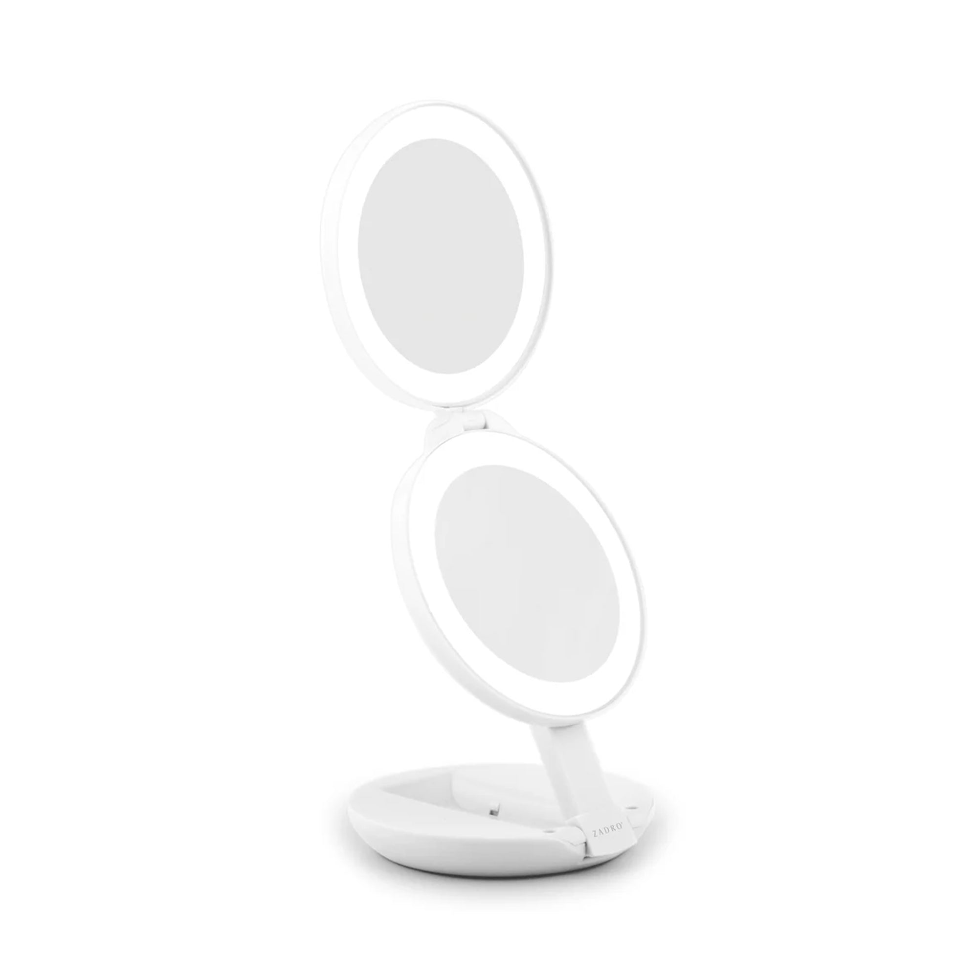 Zadro 4.75" Round Dual LED Lighted Travel Mirror 10X 1X / WHITE - LEDT01WHT