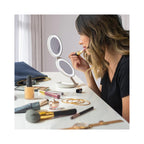 Zadro 4.75" Round Dual LED Lighted Travel Mirror 10X 1X / BLACK - LEDT01BSH