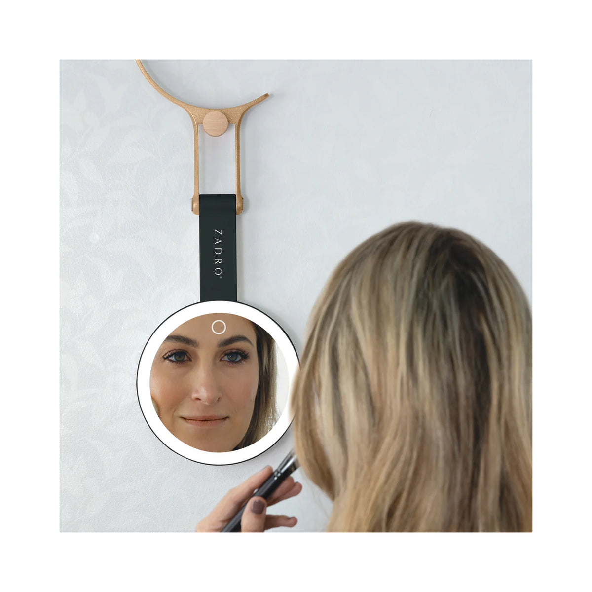Zadro LED Lighted Travel-Ready Hand Mirror with Magnification & Multi-Position Stand 10X 1X / BLACK - LEDTN10BK