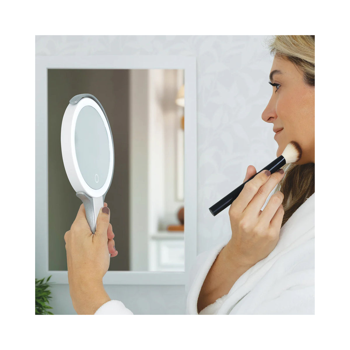 Zadro LED Lighted Travel-Ready Hand Mirror with Magnification & Multi-Position Stand 10X 1X / BLACK - LEDTN10BK