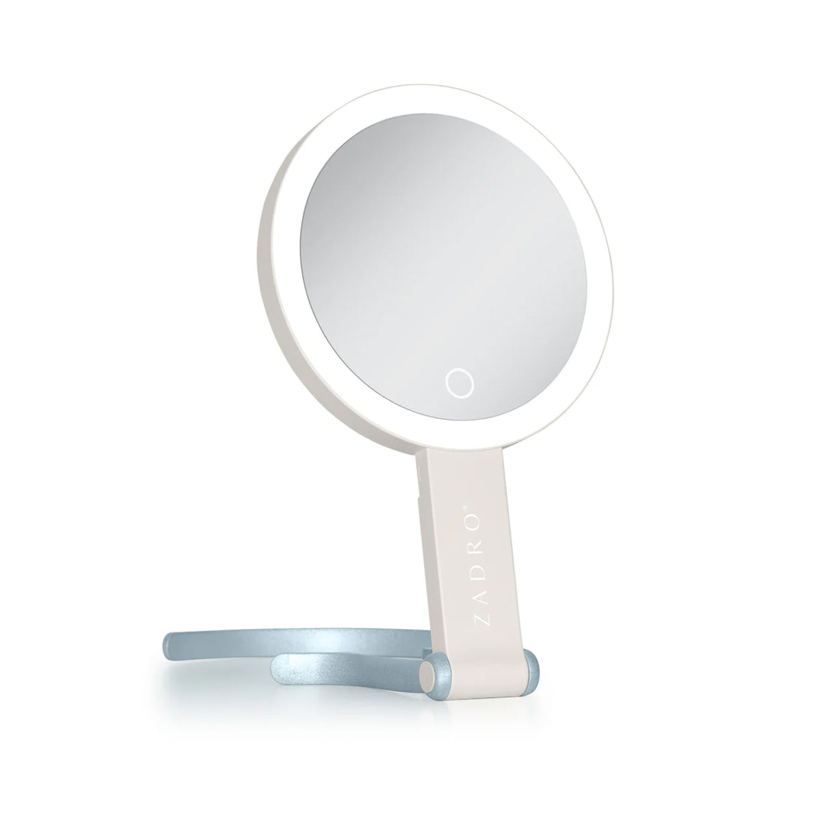 Zadro LED Lighted Travel-Ready Hand Mirror with Magnification & Multi-Position Stand 10X 1X / NEUTRAL - LEDTN10NUB