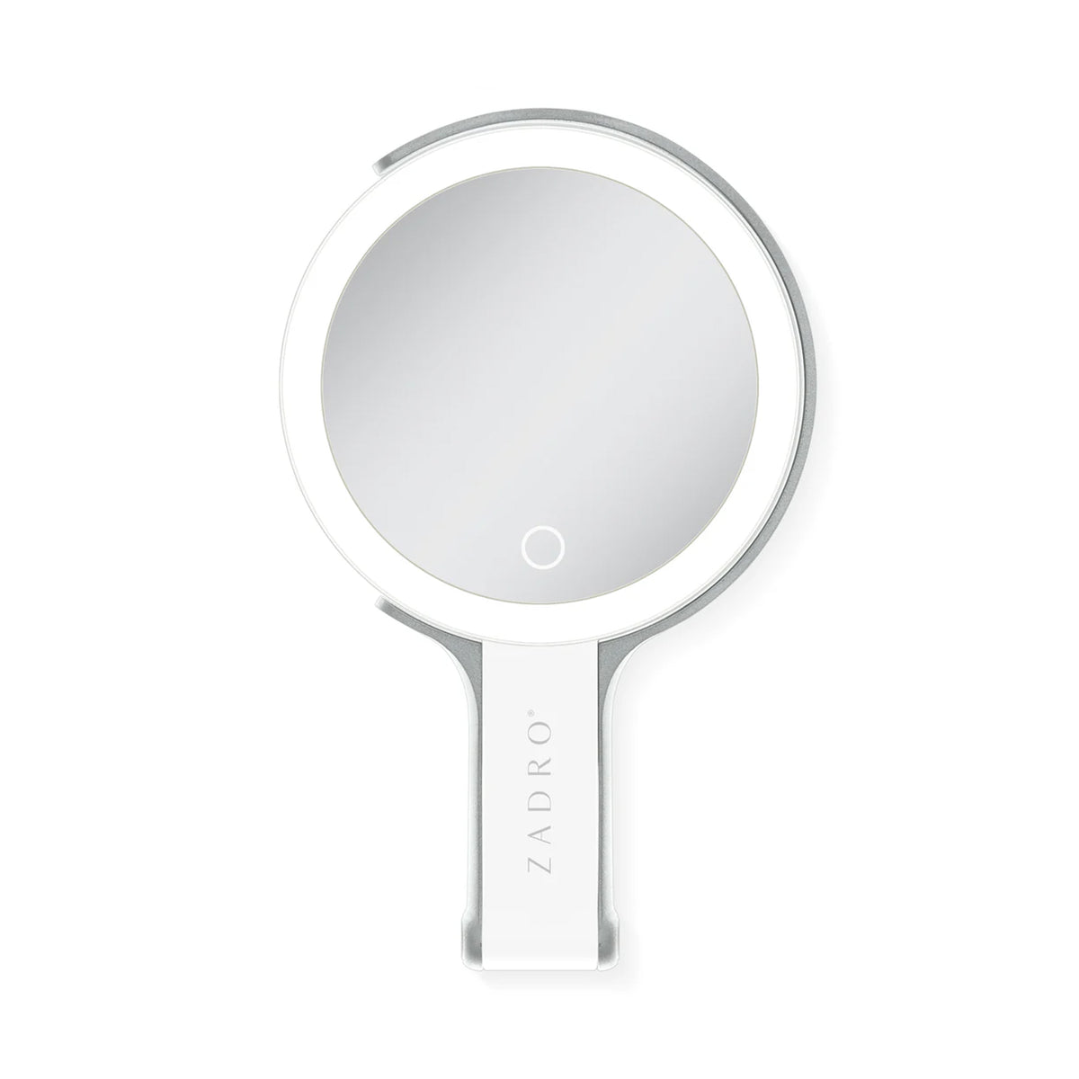 Zadro LED Lighted Travel-Ready Hand Mirror with Magnification & Multi-Position Stand 10X 1X / WHITE - LEDTN10WH