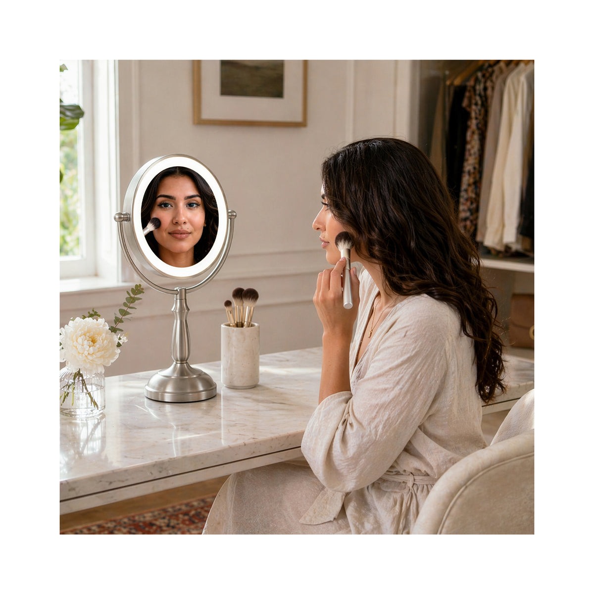 Zadro 11 Round Dimmable Touch LED Dual-Sided Mirror 10X/1X LEDVPRT410, image 32682794680470