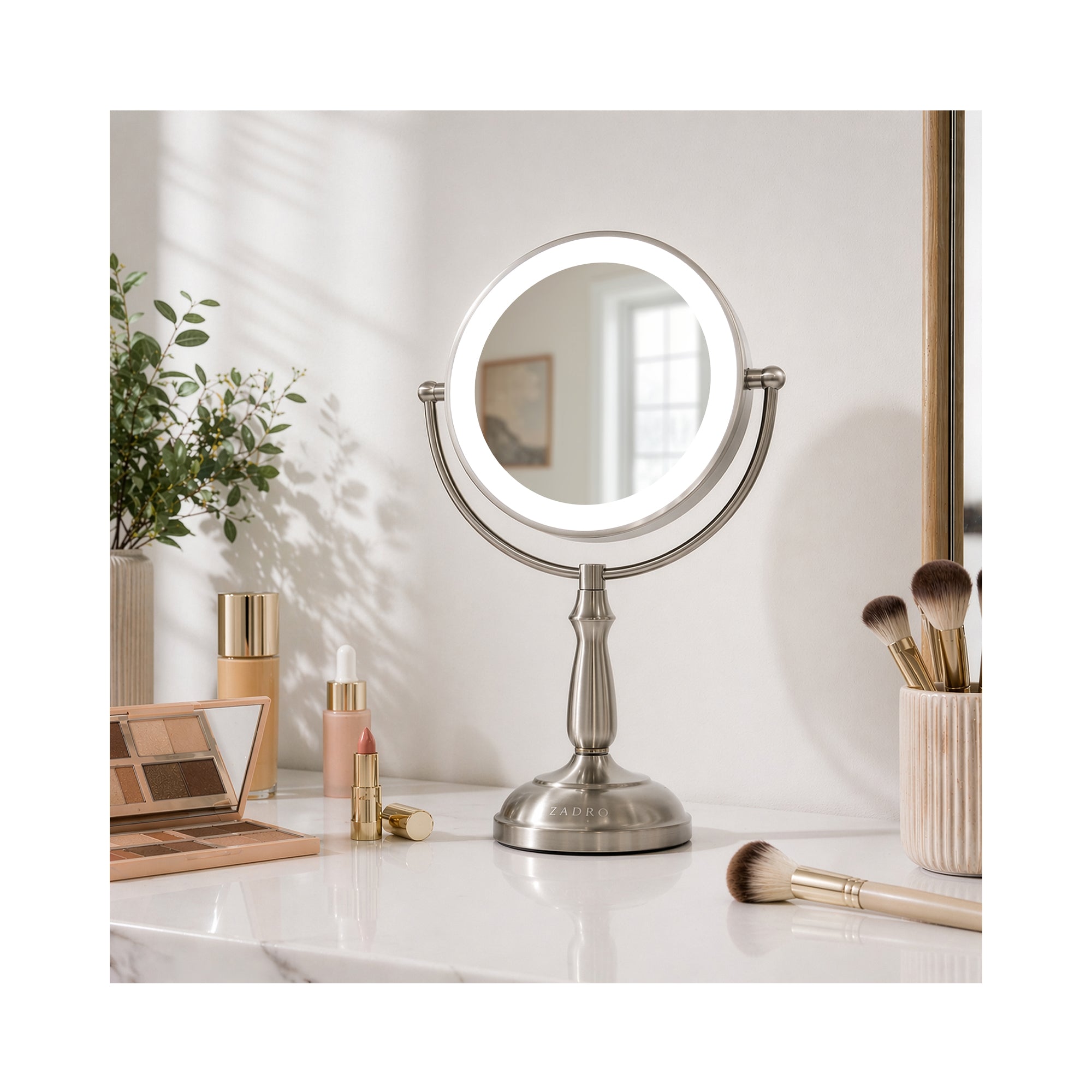 Zadro  11 Round Dimmable Touch LED Dual-Sided Mirror 12X/1X LEDVPRT412