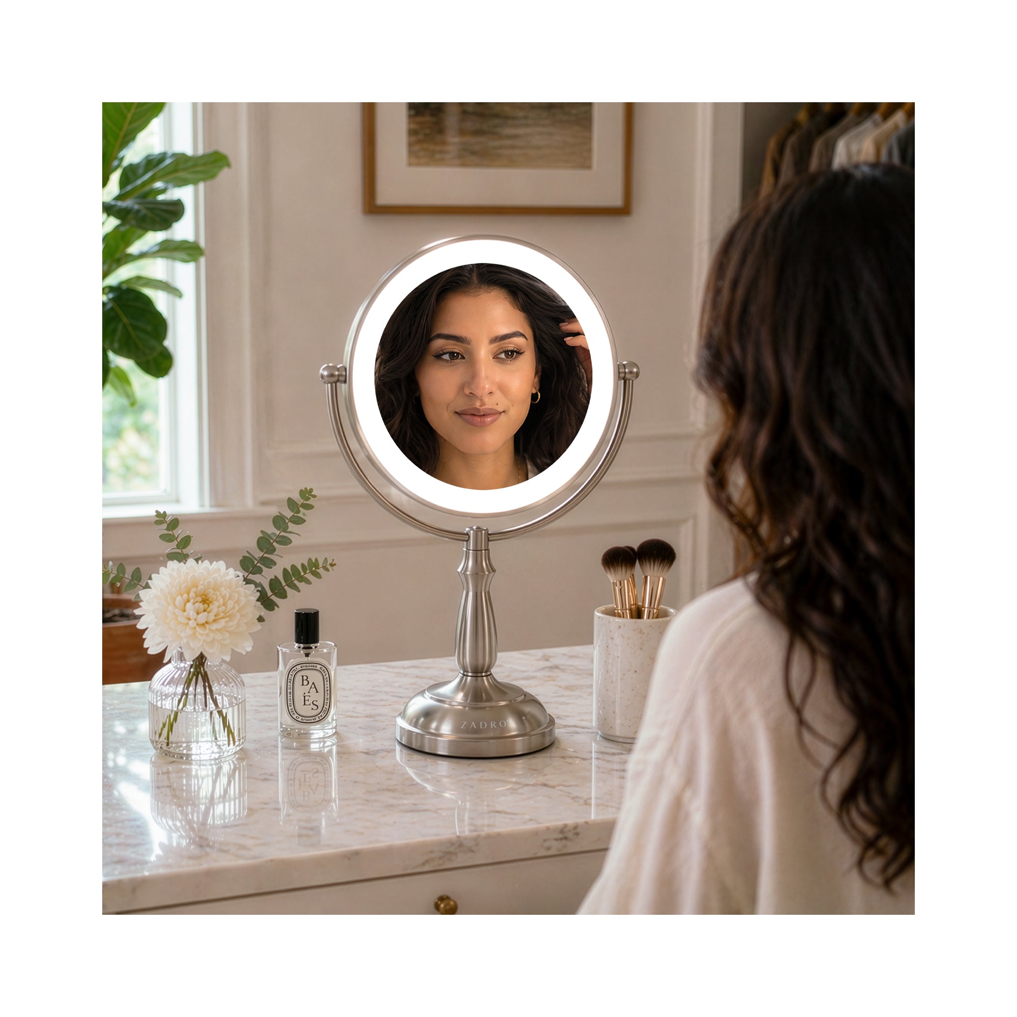 Zadro  11 Round Dimmable Touch LED Dual-Sided Mirror 12X/1X LEDVPRT412