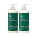 Paul Mitchell Tea Tree Lavender Mint Shampoo & Conditioner Liter Duo, two green bottles with pumps