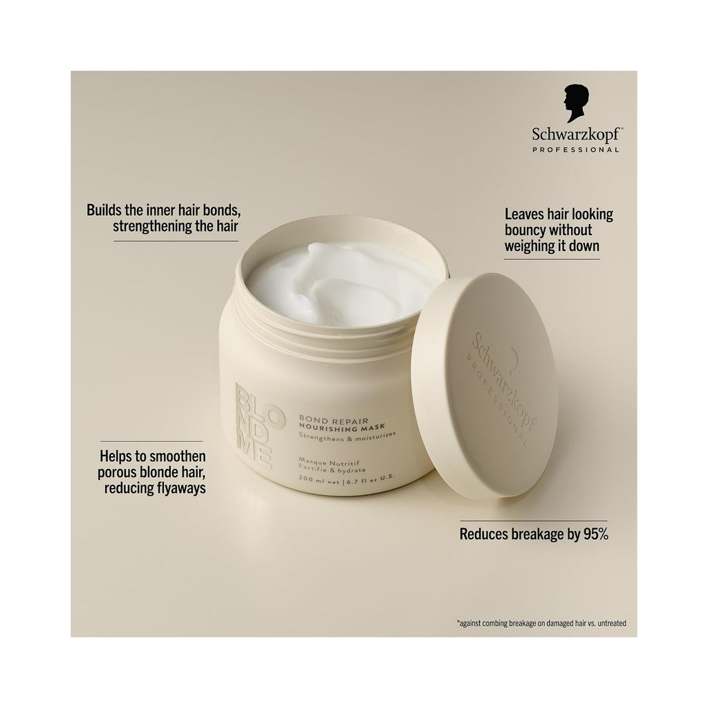 Schwarzkof Professional BLONDME Bond Repair Nourishing Mask 6.7oz beige jar open thumbnail 2