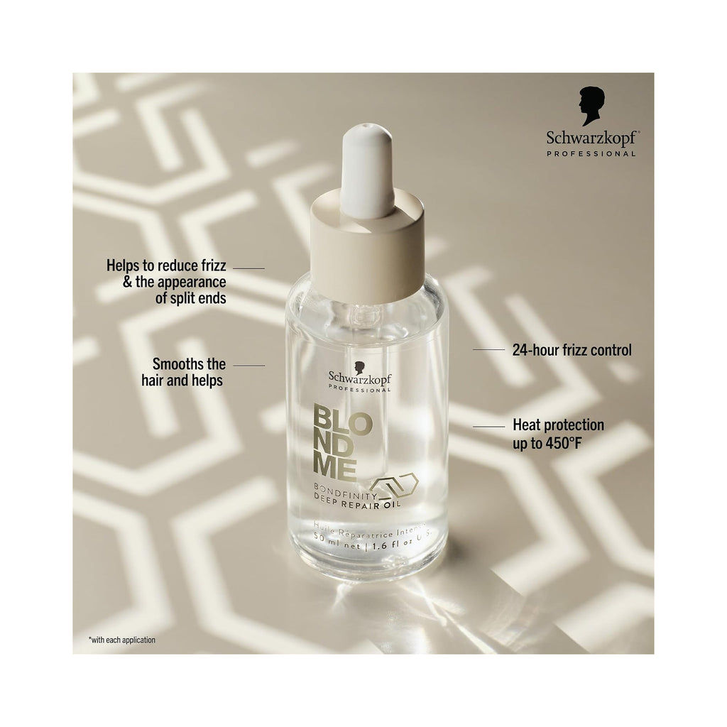 Schwarzkopf Professional BLONDME Bondfinity Deep Repair Oil 1.6 oz clear bottle with dropper thumbnail 3