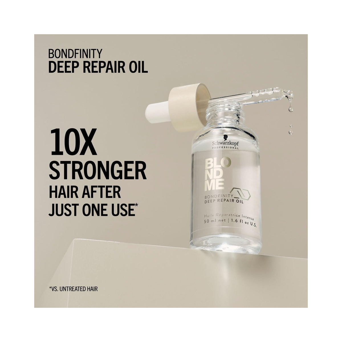 Schwarzkopf Professional BLONDME Bondfinity Deep Repair Oil 1.6 oz clear bottle with dropper, stronger hair after 1 use, image 46267569569942