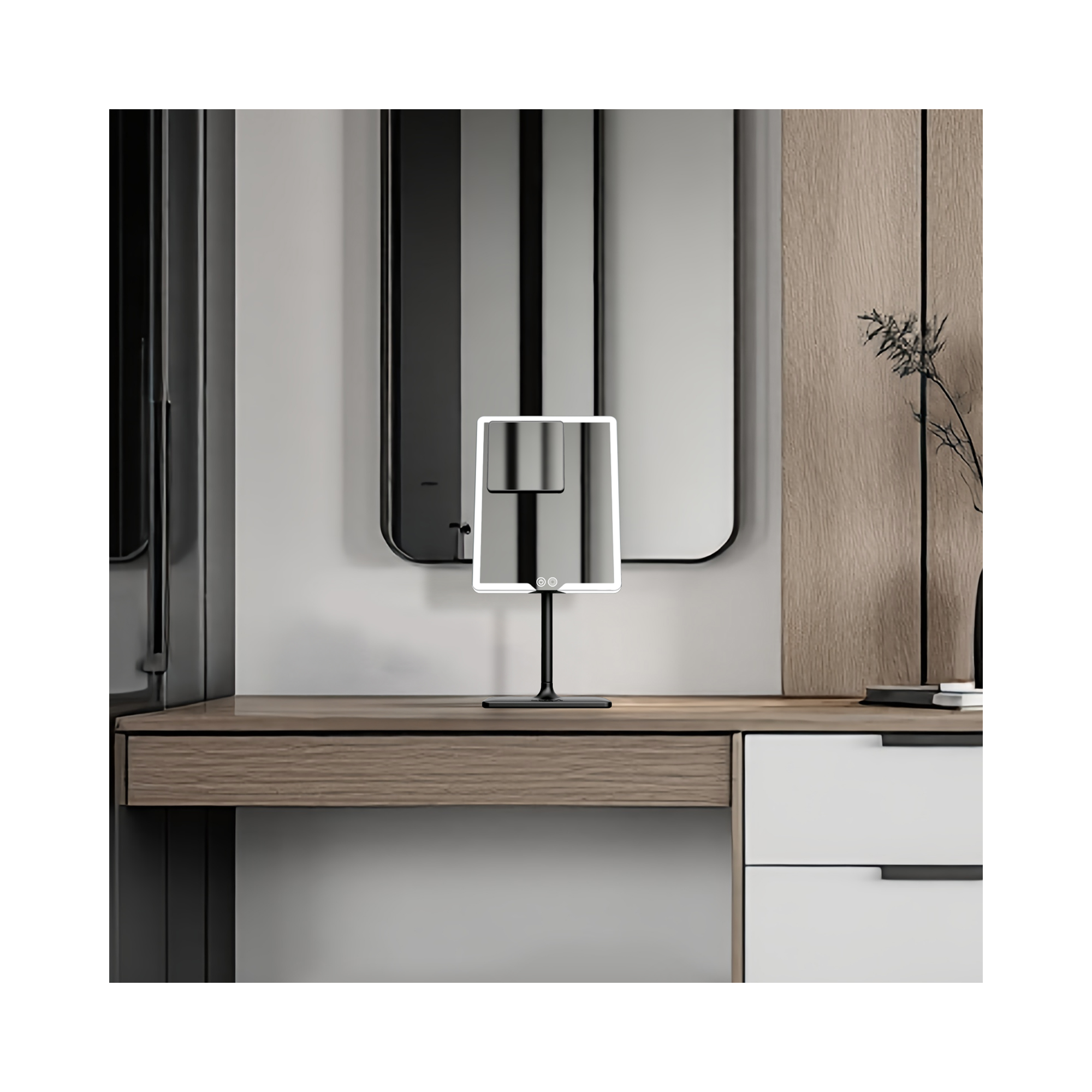 LUNA London ORBIT 7x Magnifying LED Vanity Mirror with 3 Light Modes / PHANTOM BLACK
