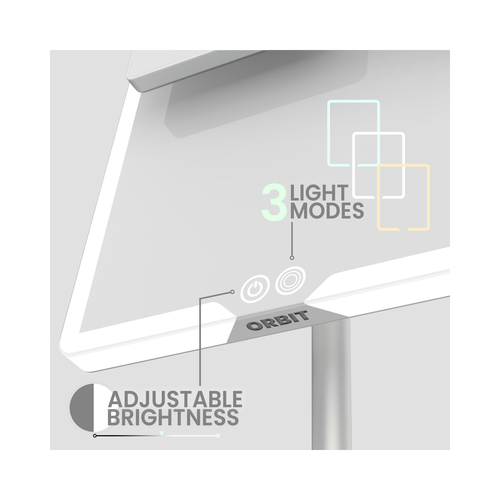 LUNA London ORBIT 7x Magnifying LED Vanity Mirror with 3 Light Modes / CHALK GREY