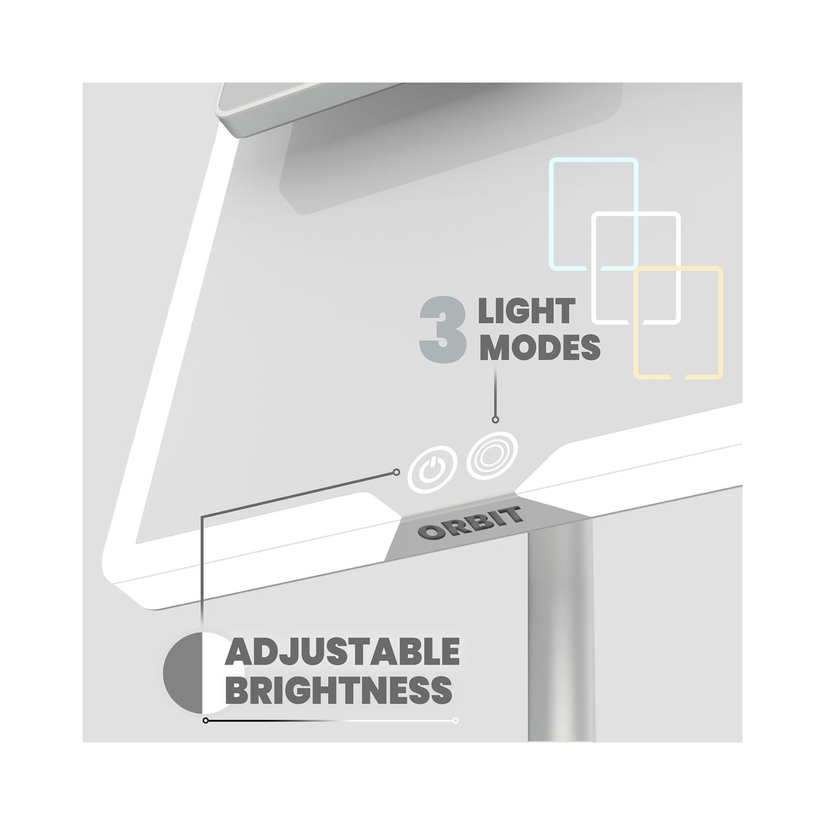 LUNA London ORBIT 7x Magnifying LED Vanity Mirror with 3 Light Modes / CHALK GREY, image 46179581755542