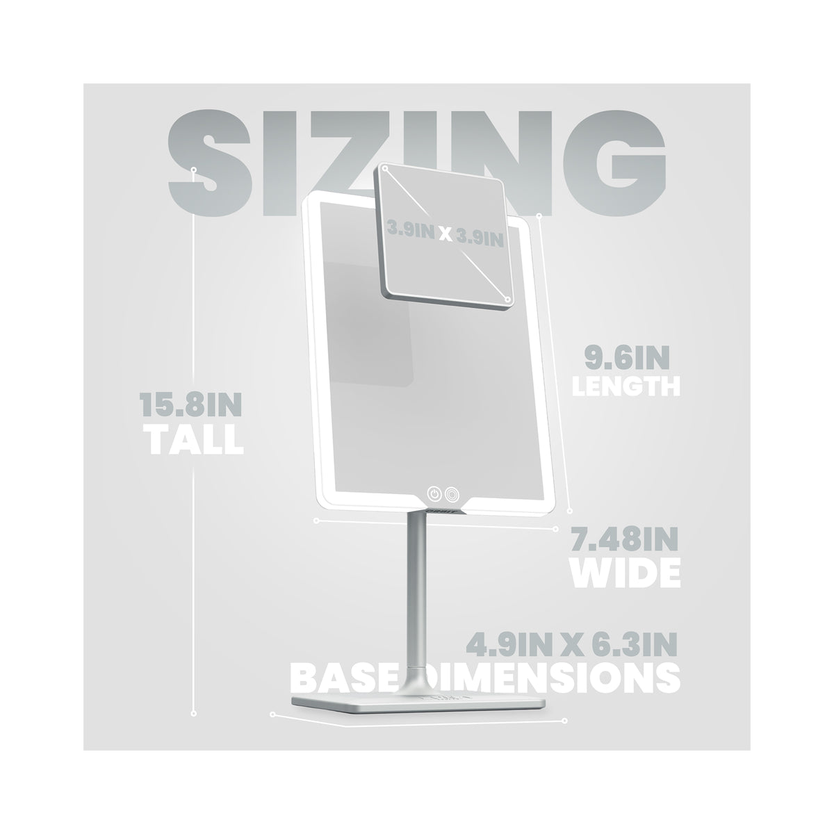 LUNA London ORBIT 7x Magnifying LED Vanity Mirror with 3 Light Modes / CHALK GREY, image 46179581591702