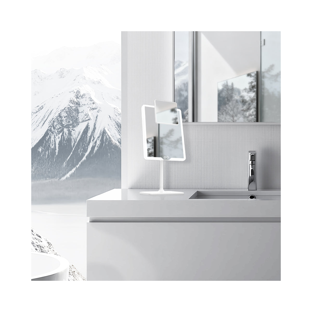 LUNA London ORBIT 7x Magnifying LED Vanity Mirror with 3 Light Modes / ALPINE WHITE, image 46179582640278