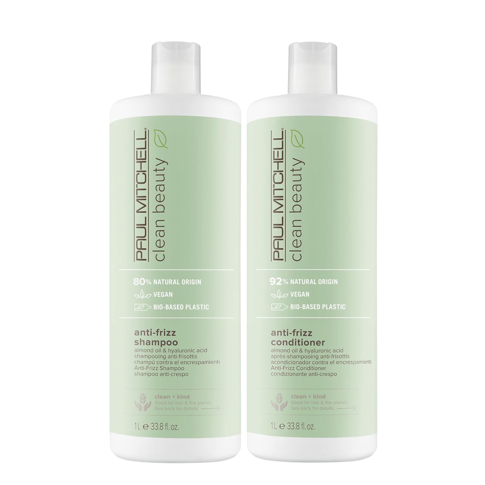 Paul Mitchell Clean Beauty Anti-Frizz Shampoo and Conditioner Liter Duo / 33OZ