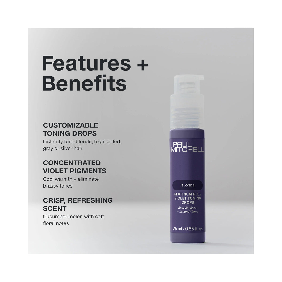 Paul Mitchell Platinum Plus Violet Toning Drops / .85 OZ, image 32207560016022