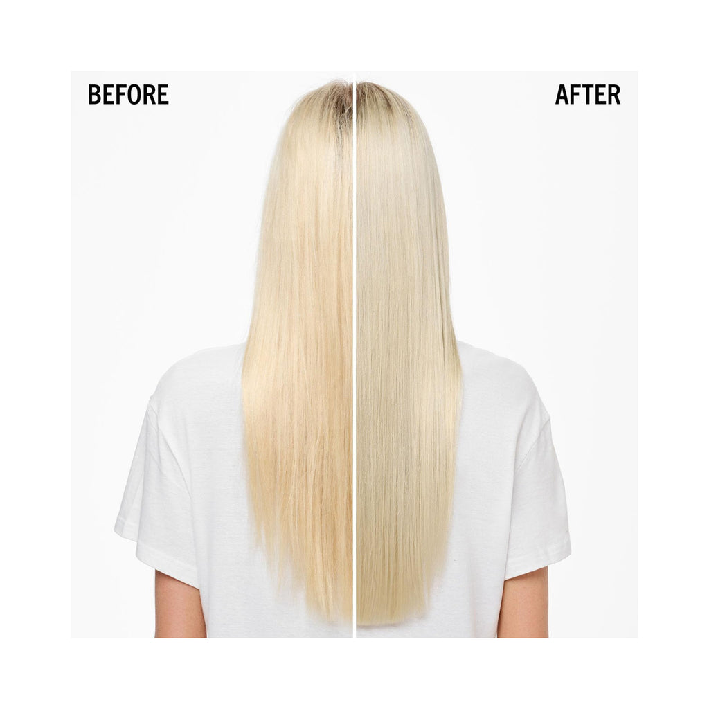 Schwarzkopf Professional BLONDME Bond Repair Purple Spray Conditioner, before and after on long blonde hair thumbnail 4
