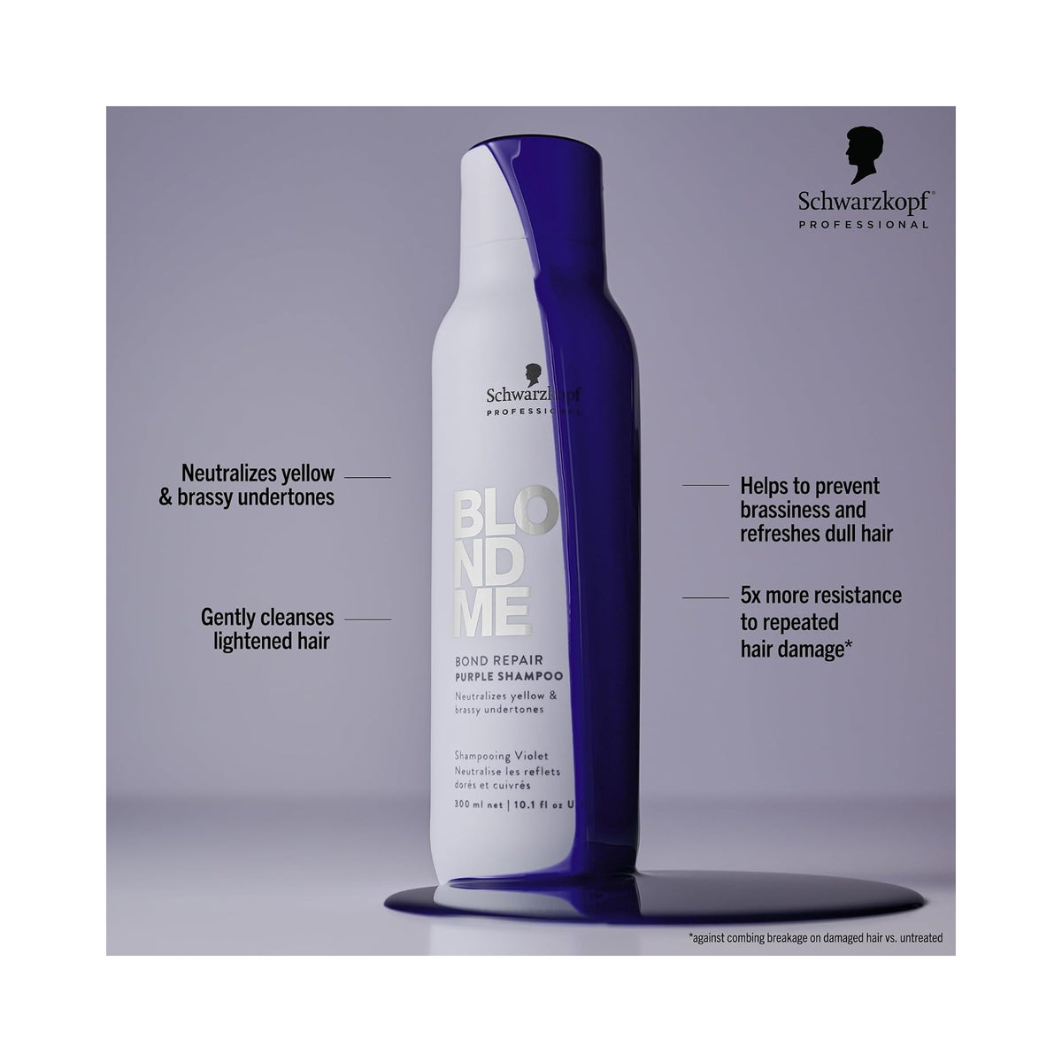 Schwarzkopf Professional BLONDME Bond Repair Purple Shampoo 10.1 oz purple shampoo with benefits, image 46267653619862
