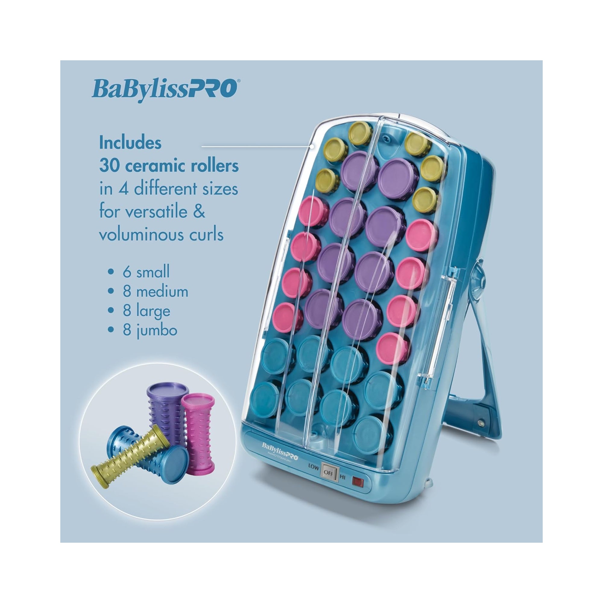 BaBylissPRO Nano Titanium Professional Ionic 30-Roller Hot Rollers - Item No. BABNTHS40