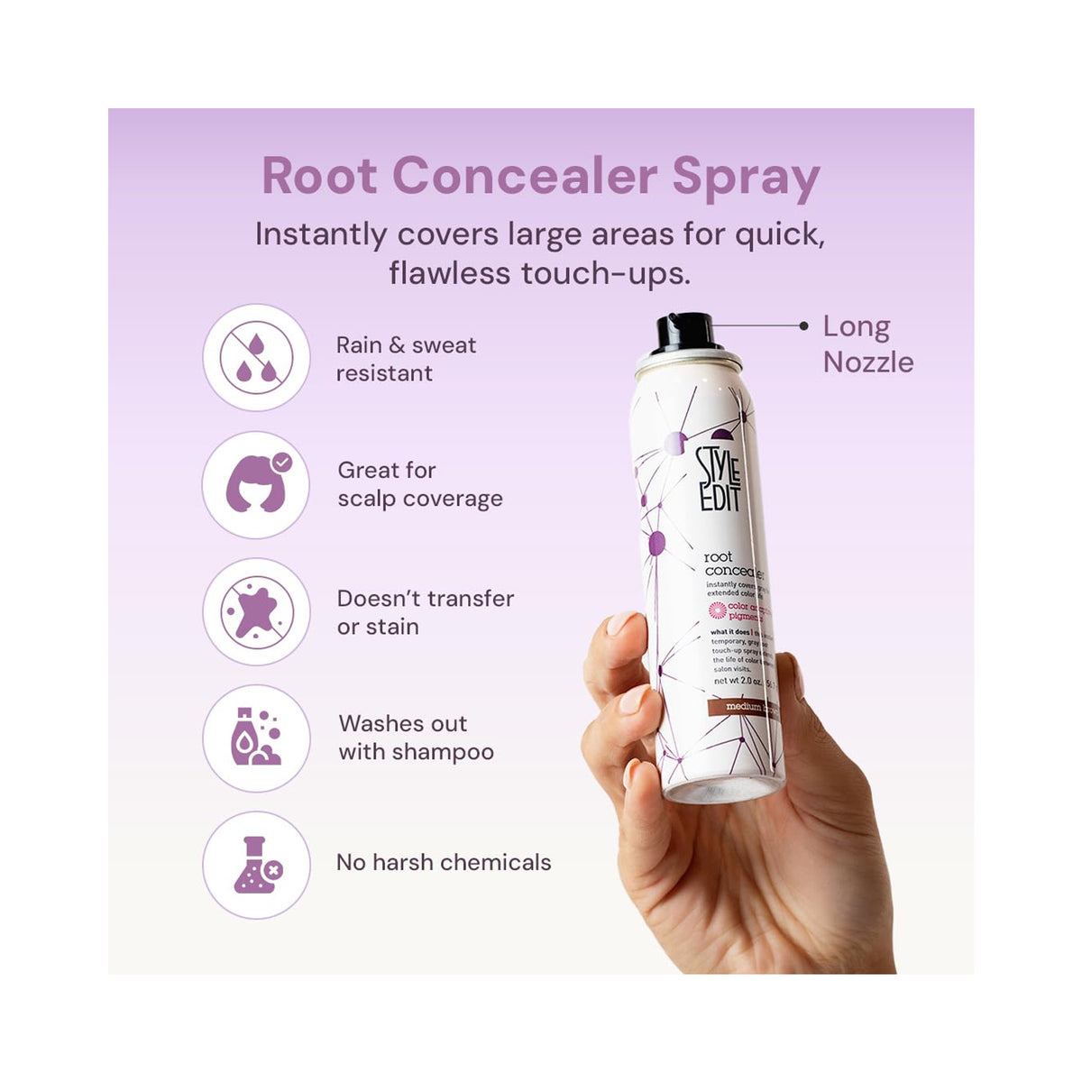 Style Edit Root Concealer Touch Up Spray - Light Brown / 2OZ, image 32223193301142