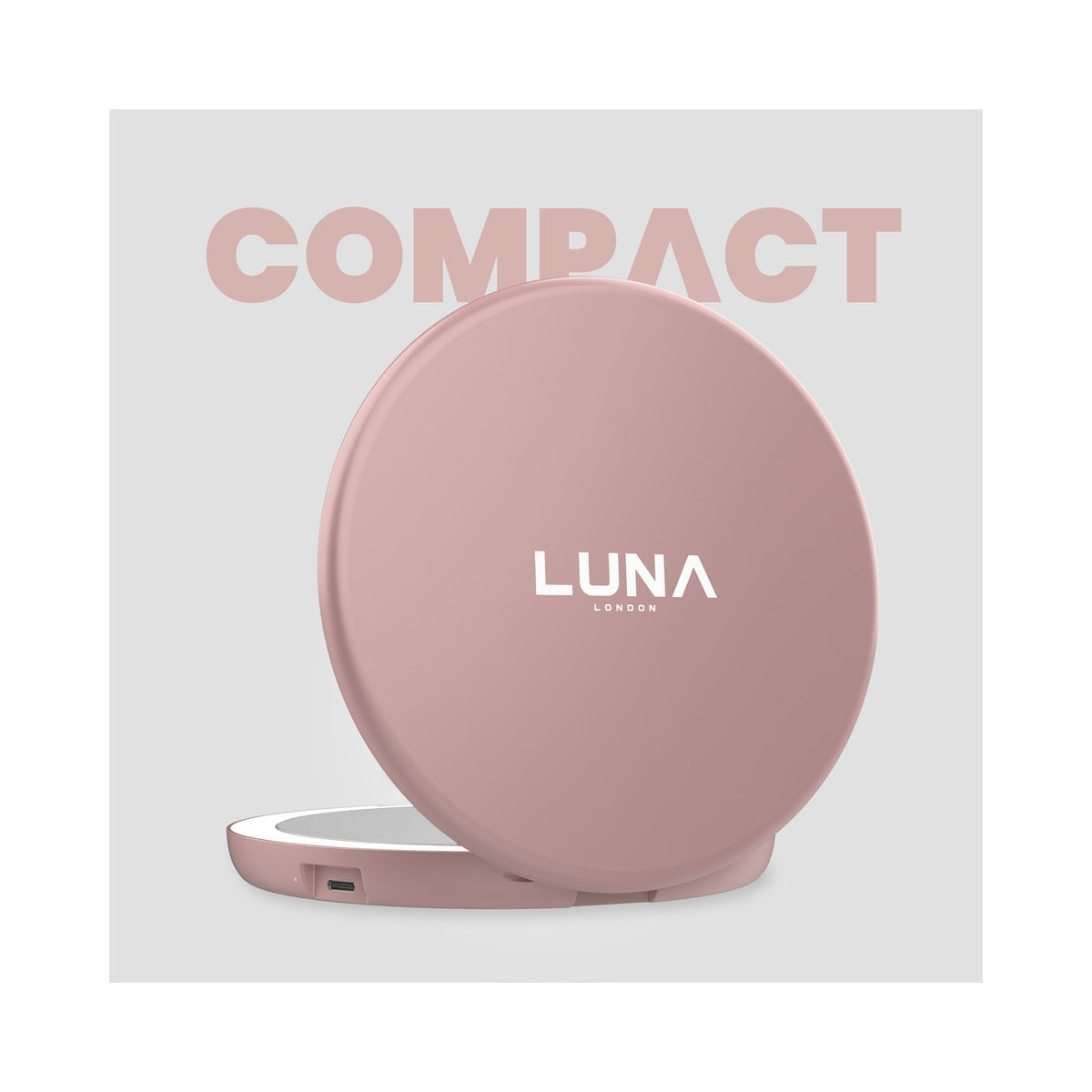 LUNA London COMPACT 2.0 7X 1X Magnifying LED Compact Mirror / ROSE GOLD, image 46179767615638