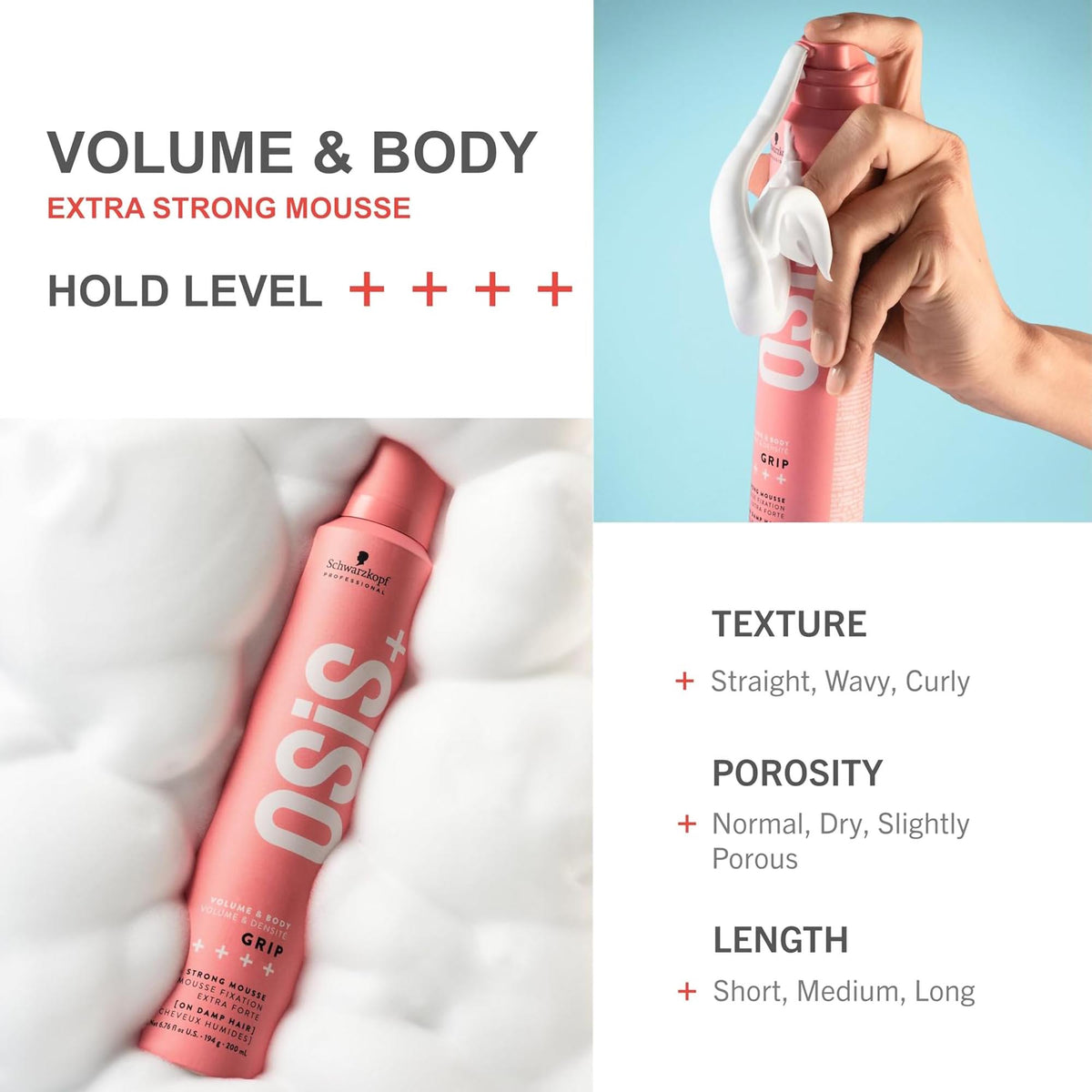 Schwarzkopf Professional Osis Grip Mousse / 6.8 OZ, image 28291286368406