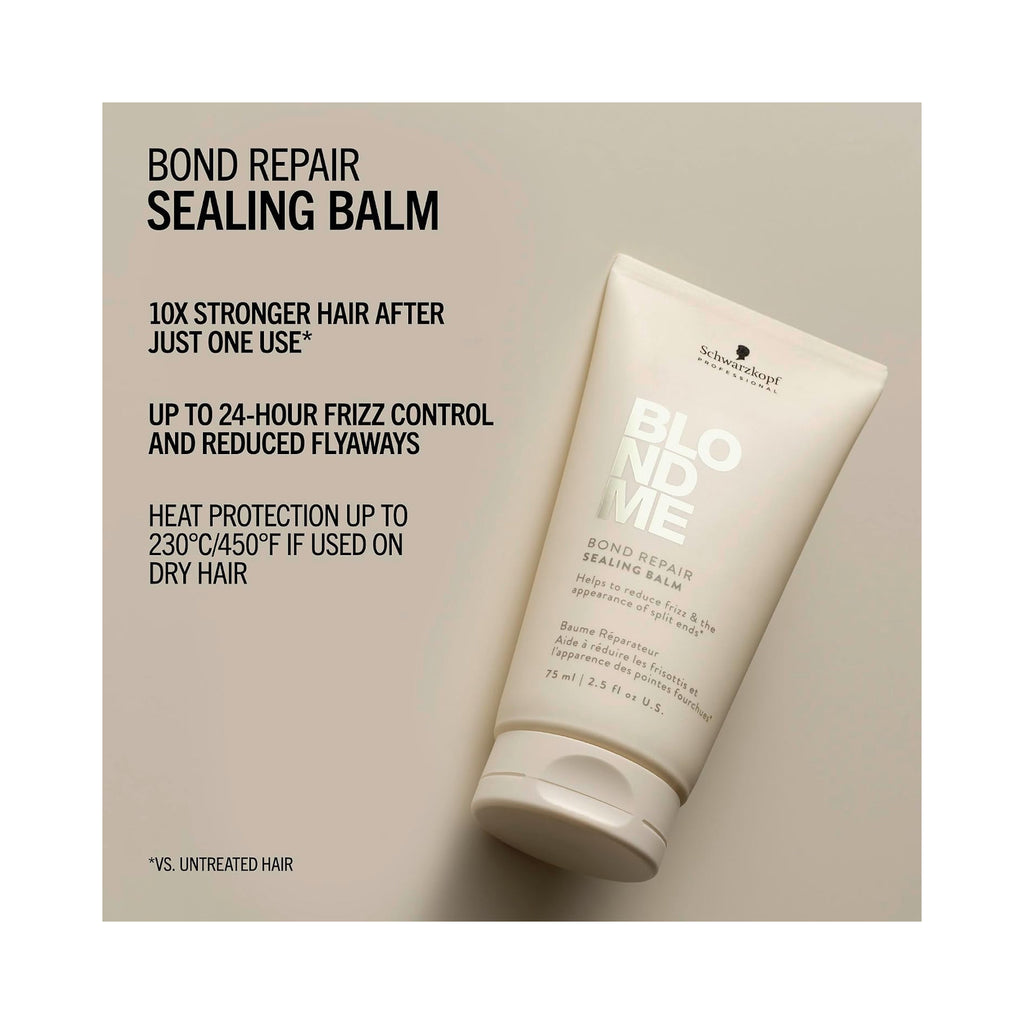 Schwarzkopf Professional BLONDME Bond Repair Sealing Balm 2.5 oz beige tube with benefits listed thumbnail 2