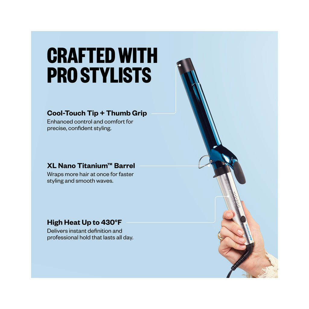 BabylissPRO Nano Titanium 1.25 Extended-Barrel Curling Iron & 1.25 Prima3000 Styling Iron Set - Item No. BNTPP54MB thumbnail 6