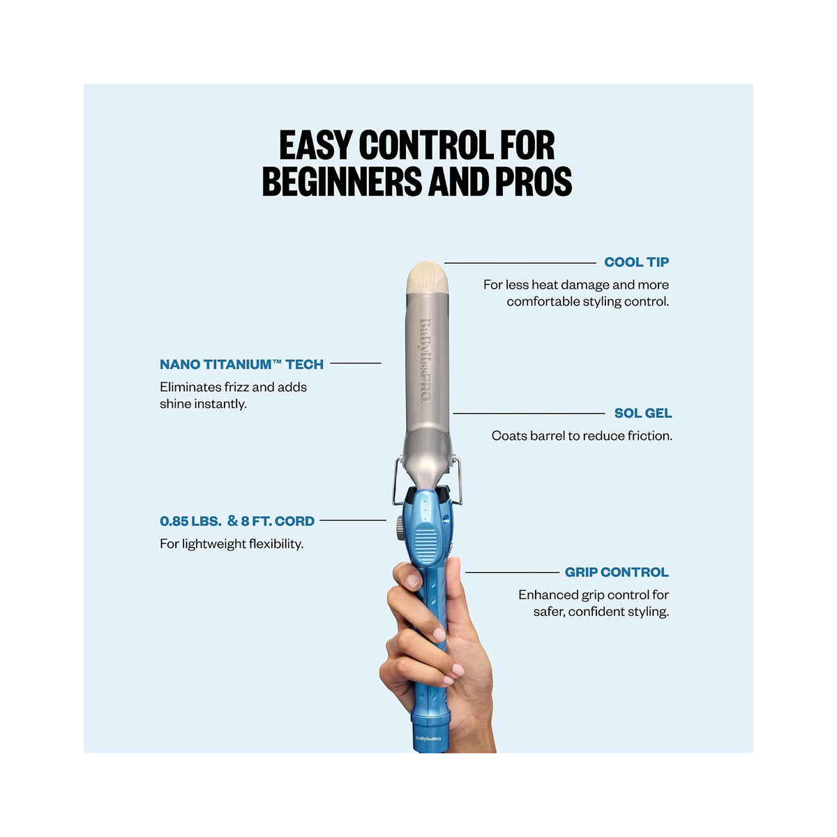 BaBylissPRO Nano Titanium 1¼ Spring Curl Iron & 1 Ultra-Thin Flat Iron Set - Item No. BNTPP95 / SET, image 46193888493718