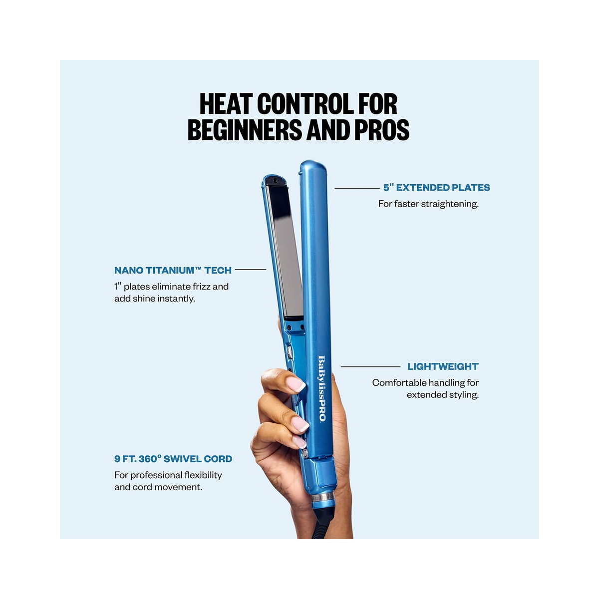 BaBylissPRO Nano Titanium 1¼ Spring Curl Iron & 1 Ultra-Thin Flat Iron Set - Item No. BNTPP95 / SET, image 46193888559254
