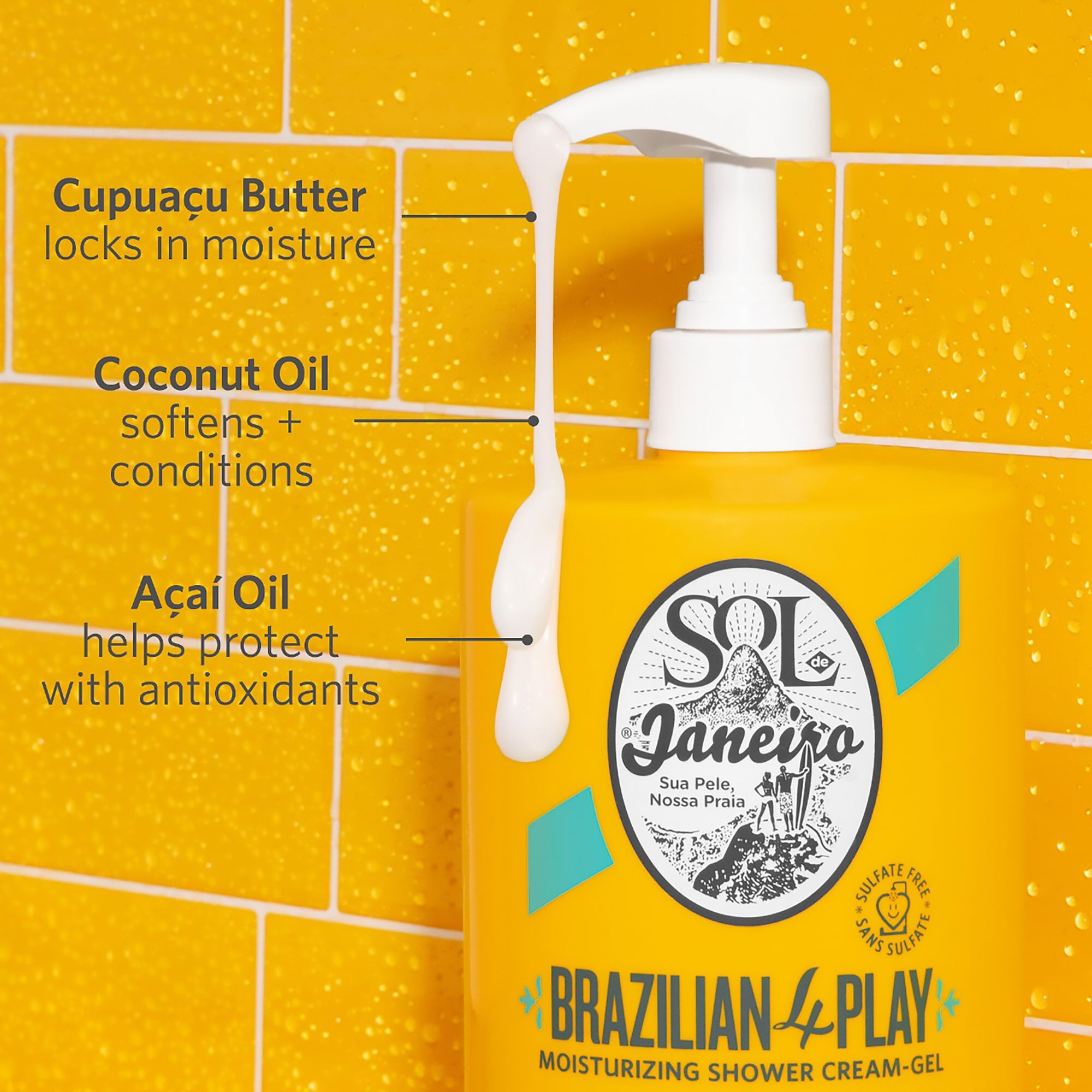 Sol de Janeiro Brazilian 4 Play Moisturizing Shower Cream-Gel 33oz / LITER